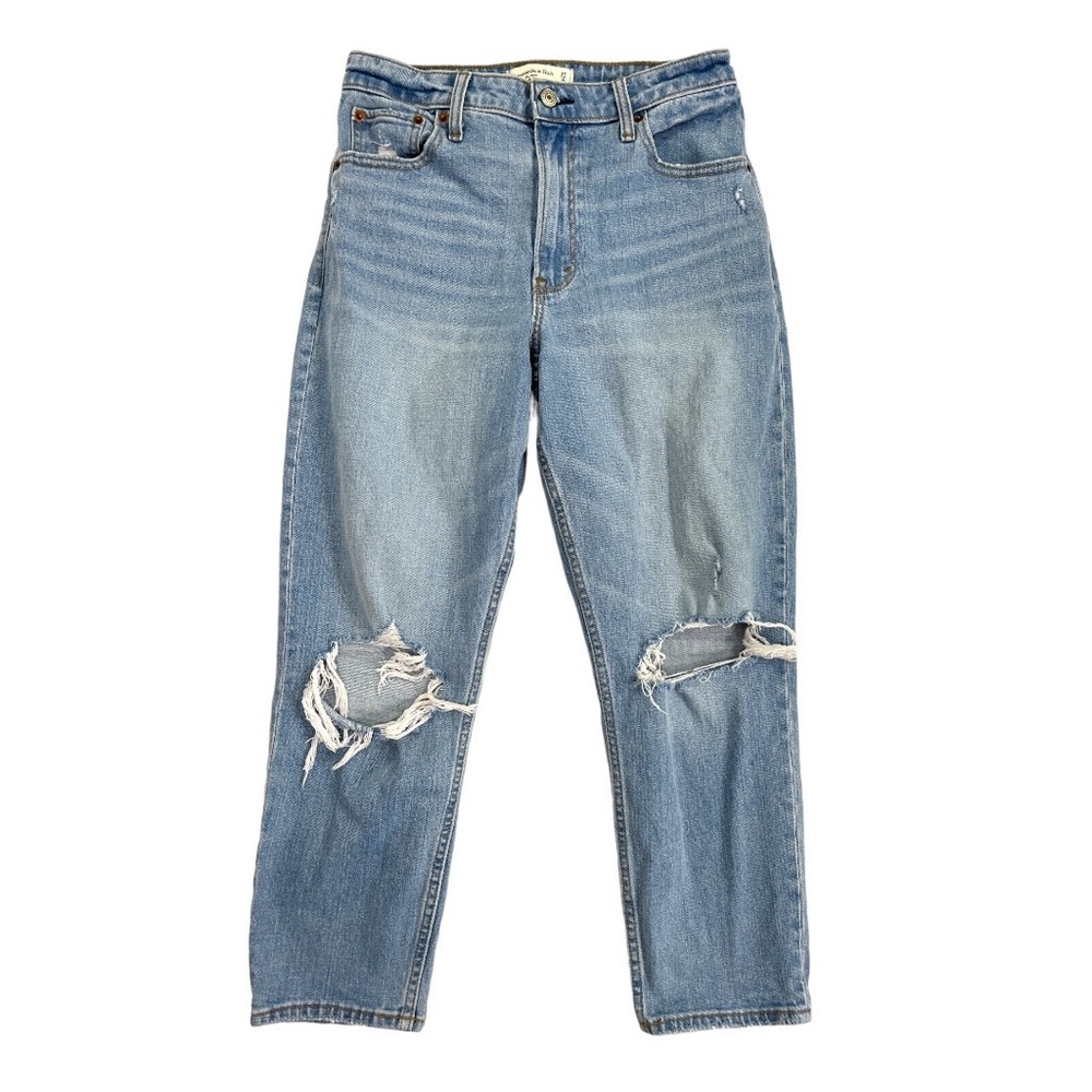 Abercrombie & Fitch High-Rise Distressed Light Blue Jeans